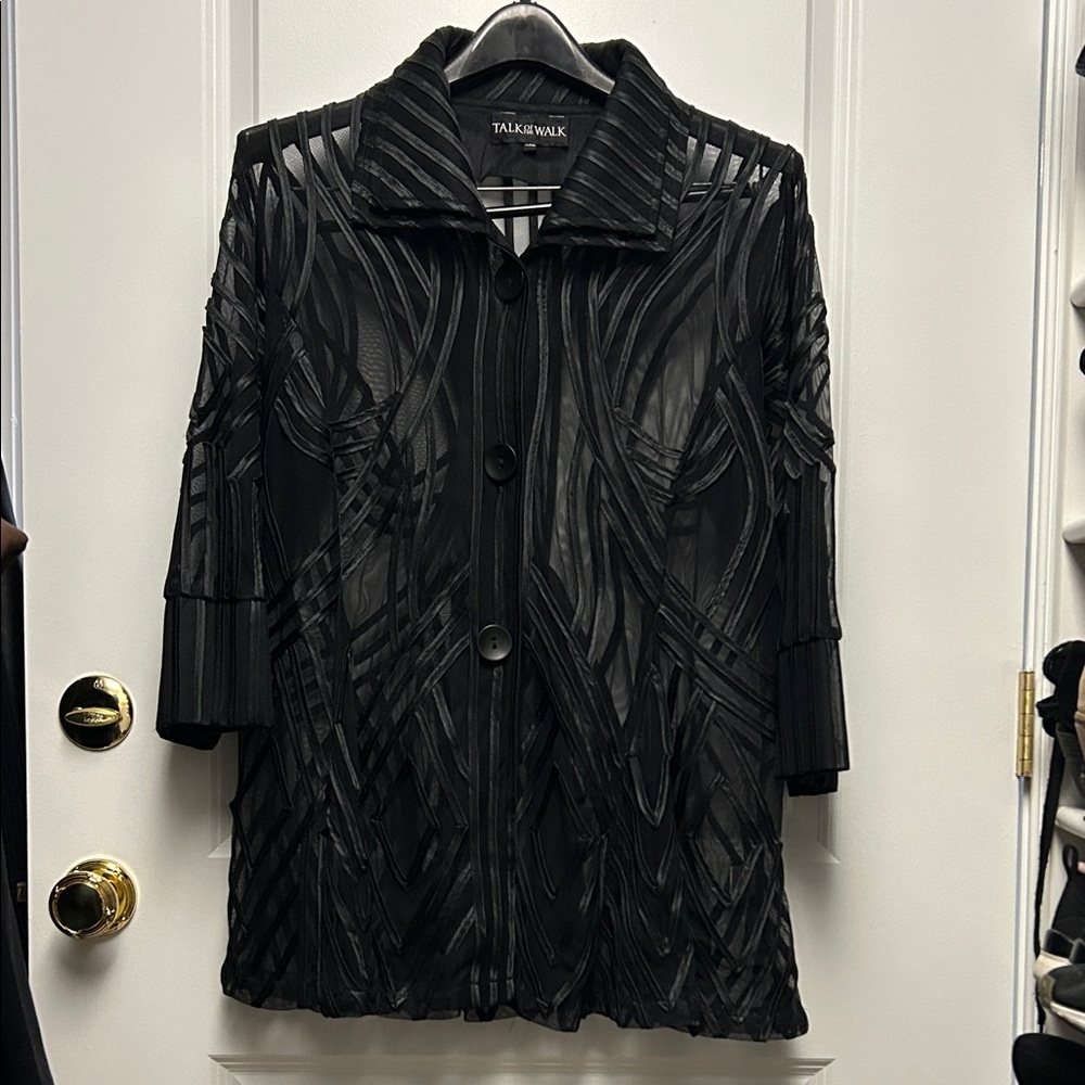 Talk of the Walk Black Textured Women's Blazer